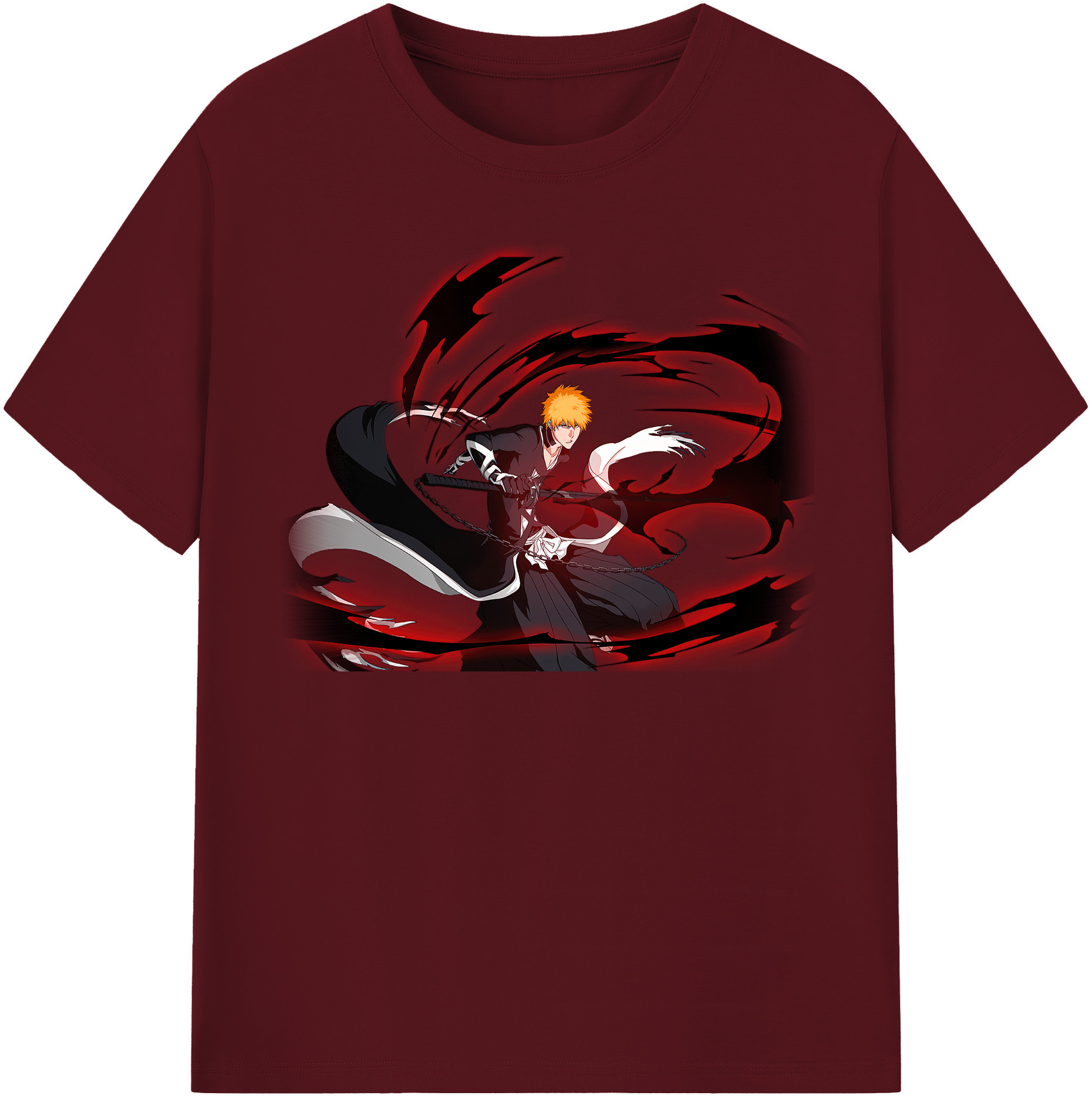（画像用） ブリーチ 黒崎一護（くろさき いちご）BLEACH Kurosaki Ichigo 綿100％半袖Tシャツ（フロントプリント）